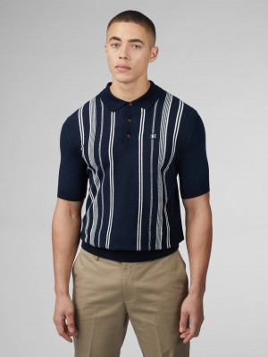 Ben Sherman B by Ben Sherman Crinkle Cotton Stripe Polo Pletenina Tamnoplave | 72651-XRMO