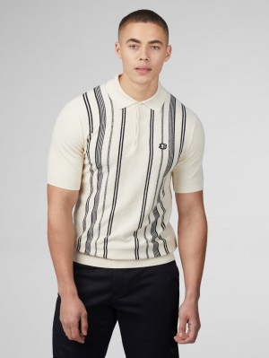 Ben Sherman B by Ben Sherman Crinkle Cotton Stripe Polo Pletenina Bijele | 69234-NDLE