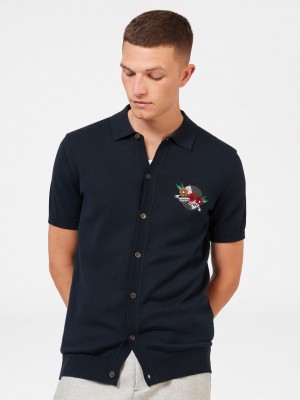 Ben Sherman B by Ben Sherman London Rebels Džemper S Polo Izrezom Tamnoplave | 53960-ISKU