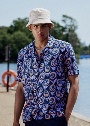 Ben Sherman B by Ben Sherman Psychedelic Print Košulje Ljubičaste | 25716-EWOT