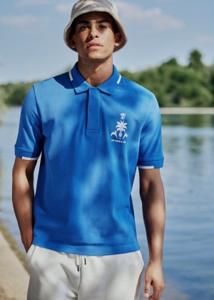 Ben Sherman B by Ben Sherman Sports Club Embroidered Polo Majice Plave | 07385-BCDU