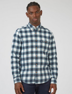 Ben Sherman Brushed Ombre Check Flannel Košulje Zelene | 46780-VQNZ