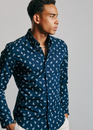 Ben Sherman Micro Paisley Košulje Tamnoplave | 59346-HAJR