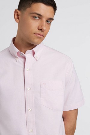 Ben Sherman Short Sleeve Brighton Oxford Organic Košulje Roze | 83754-CAWQ