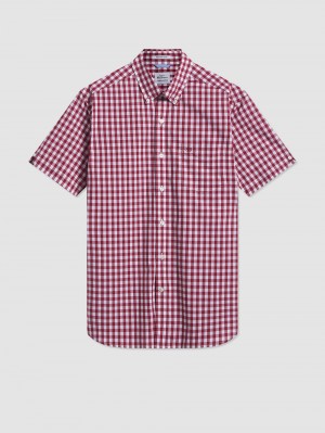 Ben Sherman Short Sleeve House Poplin Gingham Košulje Bordo | 80279-HIZW