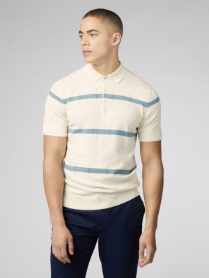 Ben Sherman Signature Argyle Stripe Polo Pletenina Bijele | 31750-QODM