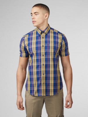 Ben Sherman Signature Irregular Check Košulje Plave | 37809-AOUS