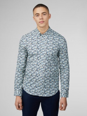 Ben Sherman Signature Multicolor Floral Košulje Plave | 27864-ZCQO