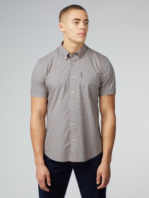 Ben Sherman Signature Short Sleeve Gingham Košulje Bakrene Narančaste | 20167-FTER