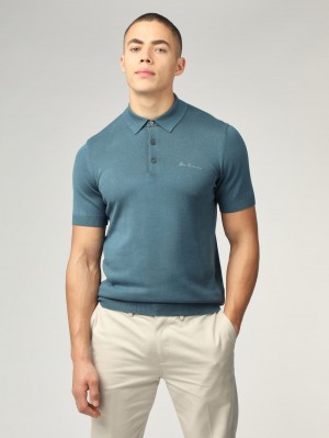 Ben Sherman Signature Short Sleeve Polo Pletenina Tirkizne | 29048-NCVF