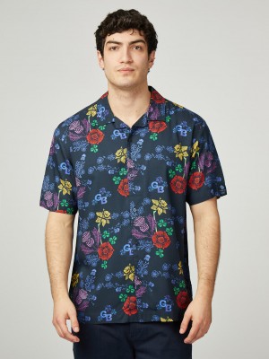 Ben Sherman Team GB Floral Košulje Tamnoplave | 48173-FWGR