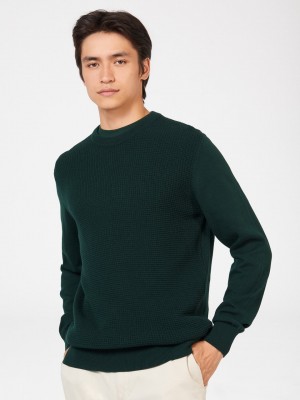 Ben Sherman Textured Crewneck Pletenina Tamno Zelene | 96713-POGA