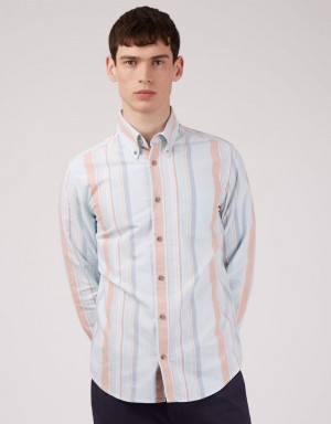 Ben Sherman The Oxford Ivy Stripe Long-Sleeve Košulje Plave | 04793-XHME