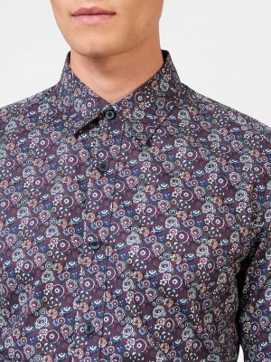 Ben Sherman Winter Floral Košulje Ljubičaste | 46809-FXYK