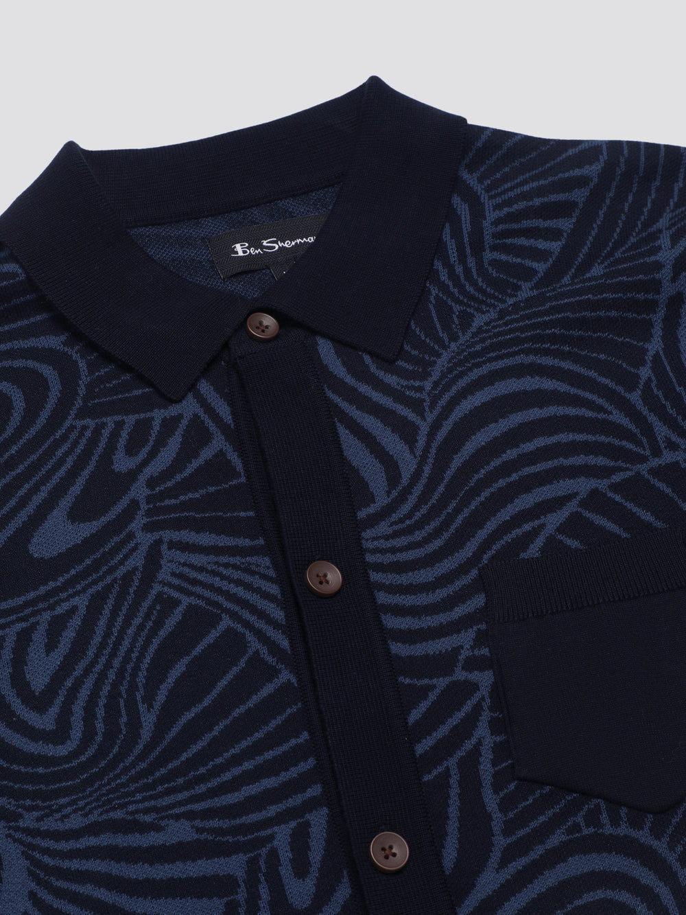 Ben Sherman B by Ben Sherman Swirl Jacquard Button Through Polo Pletenina Tamnoplave | 64892-VXON