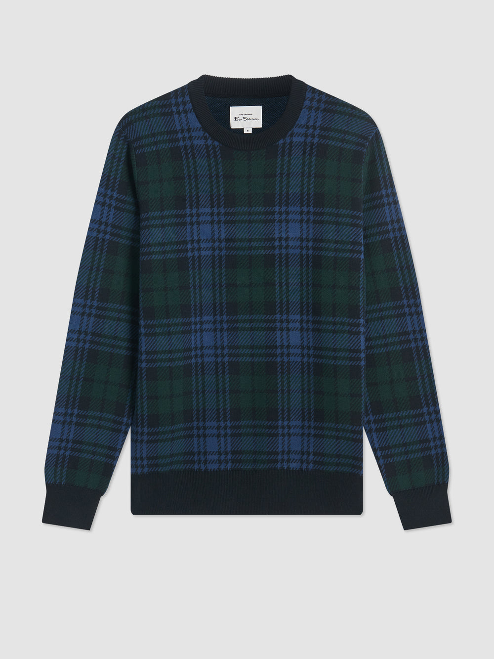 Ben Sherman Blackwatch Check Crewneck Pletenina Crne | 34021-JKOW