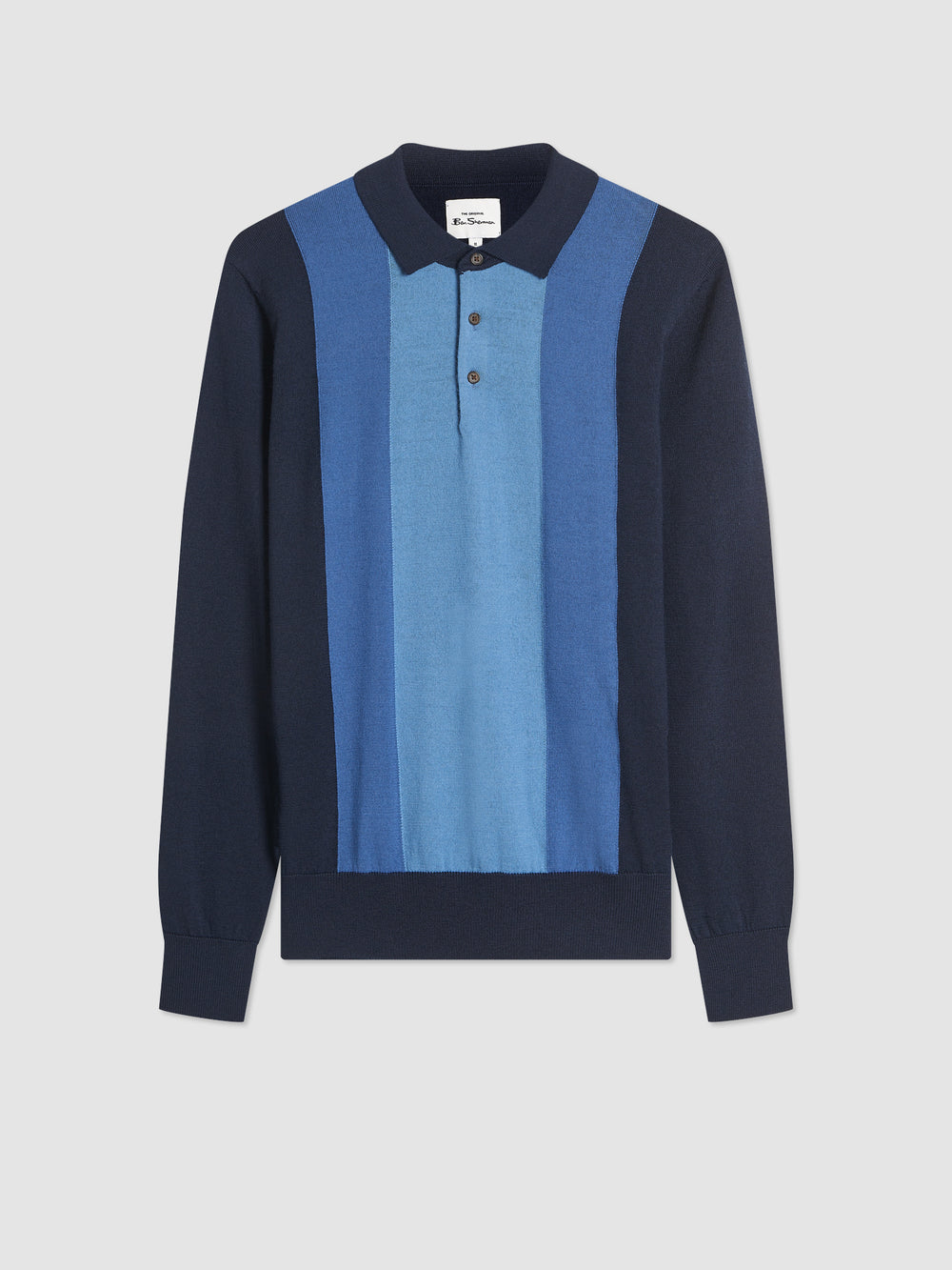 Ben Sherman Block Stripe Merino Džemper S Polo Izrezom Tamnoplave | 15076-DUAQ