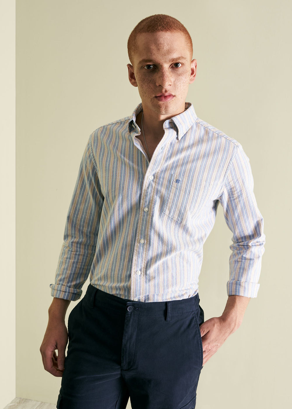 Ben Sherman Brighton Oxford Organic Košulje Plave Visebojne | 89467-MIJQ