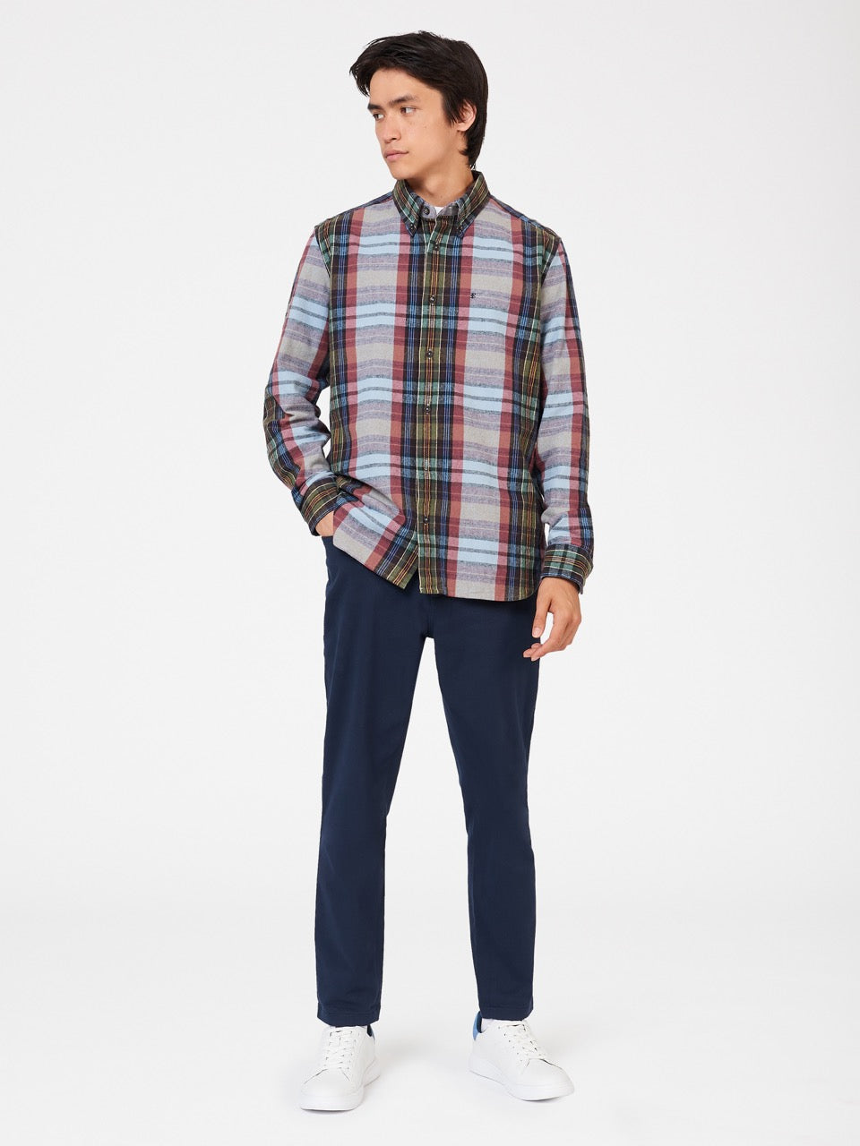 Ben Sherman Brushed Multicolour Check Oxford Košulje Plave | 09512-XDHS