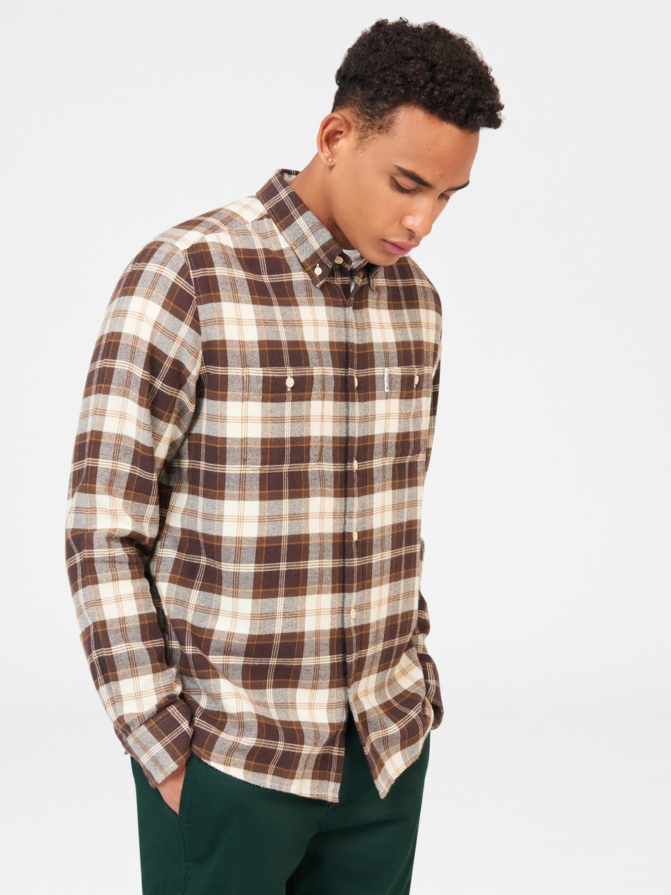 Ben Sherman Brushed Plain Check Košulje Čokoladne | 02861-TAHL