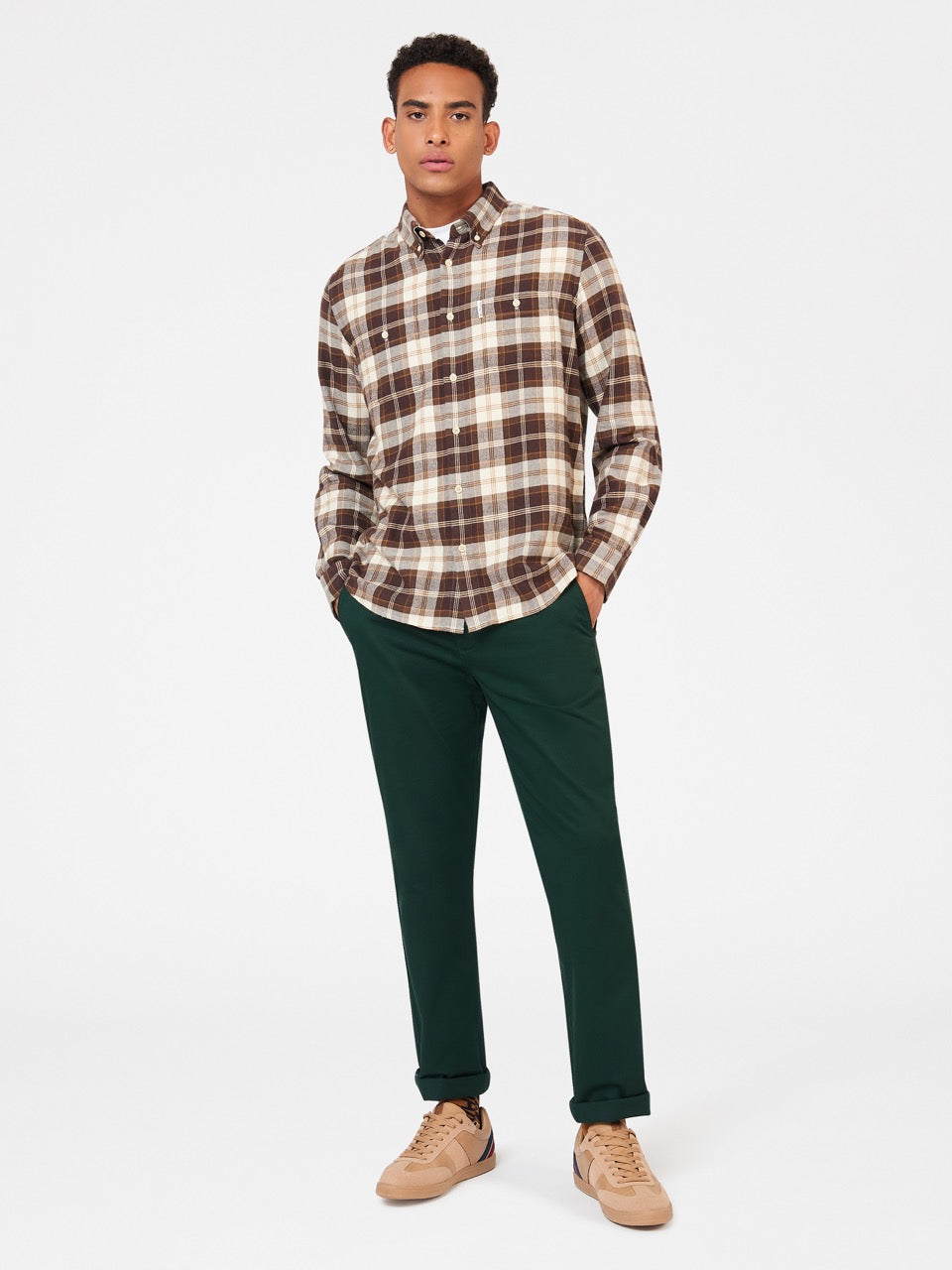 Ben Sherman Brushed Plain Check Košulje Čokoladne | 02861-TAHL