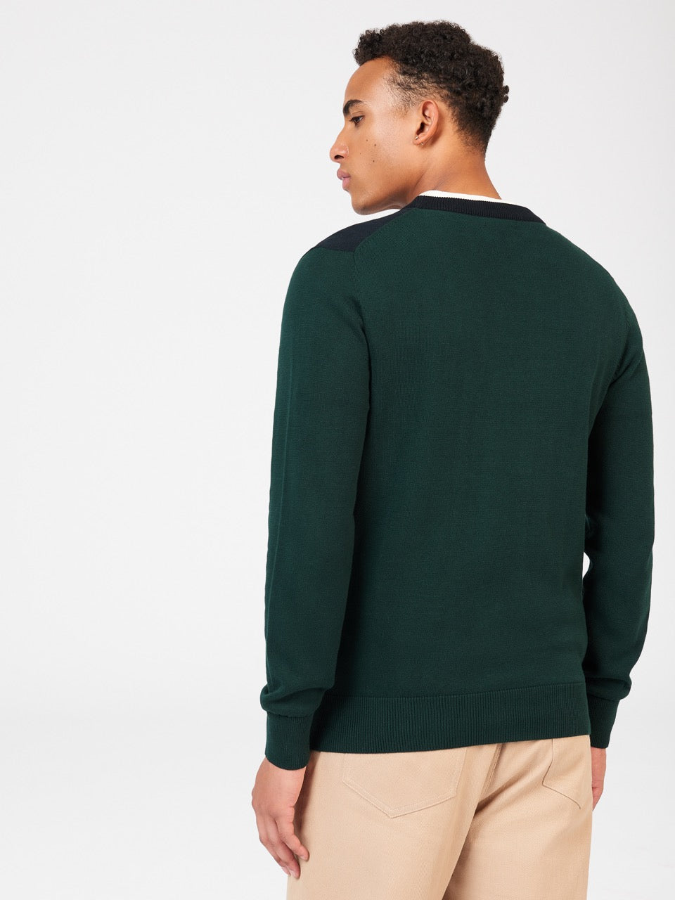 Ben Sherman Chest Stripe Crewneck Pletenina Tamno Zelene | 83469-AKJM