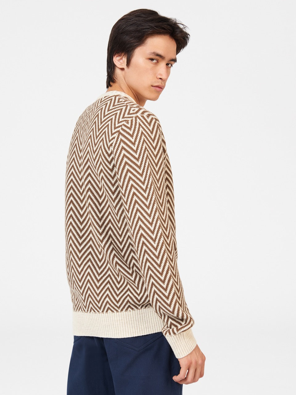 Ben Sherman Chevron Jacquard Crewneck Pletenina Bijele | 58972-EXRT