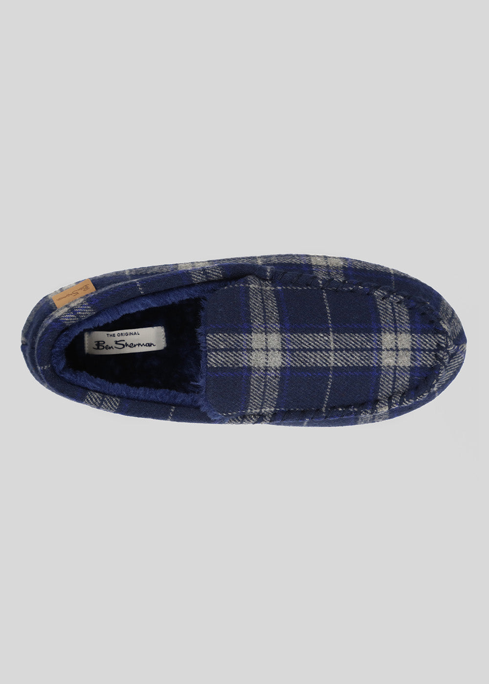 Ben Sherman Gritti Palace Check Moccasin Slipper Tamnoplave | 97146-QIBZ