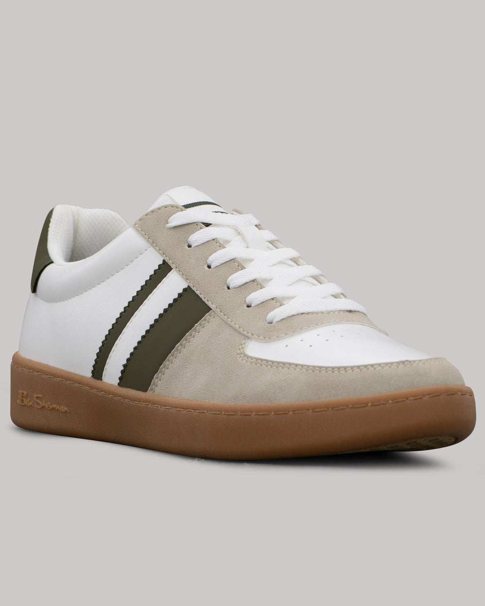 Ben Sherman Hyde Olive Stripe Tenisice Bijele | 05713-BVDX