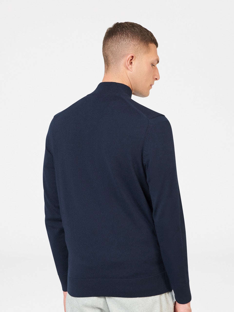 Ben Sherman Merino Half-Zip Pletenina Tamnoplave | 16703-OQNZ