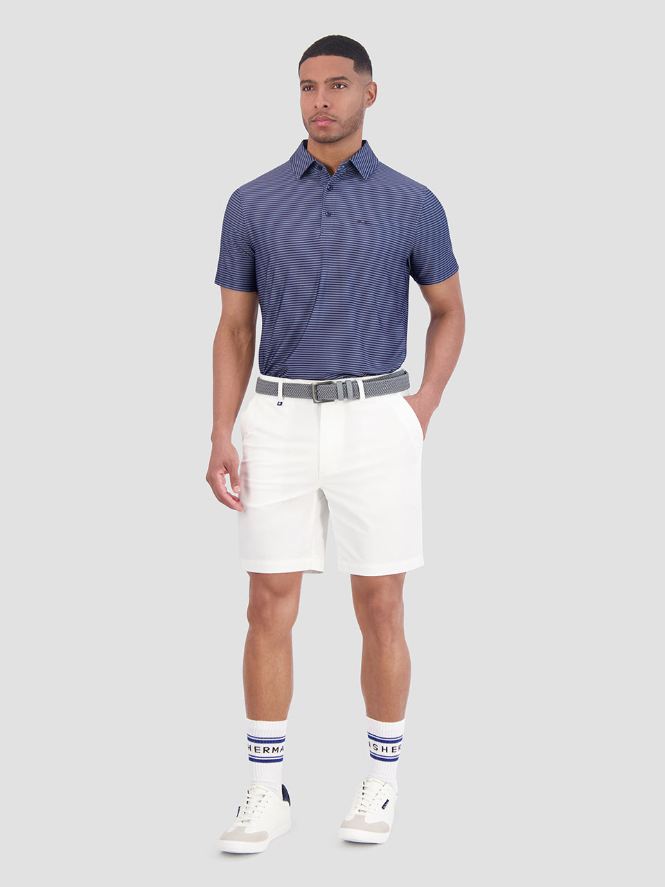 Ben Sherman Mini Stripes Tech Jersey Sports Fit Polo Majice Tamnoplave | 36945-PNIX