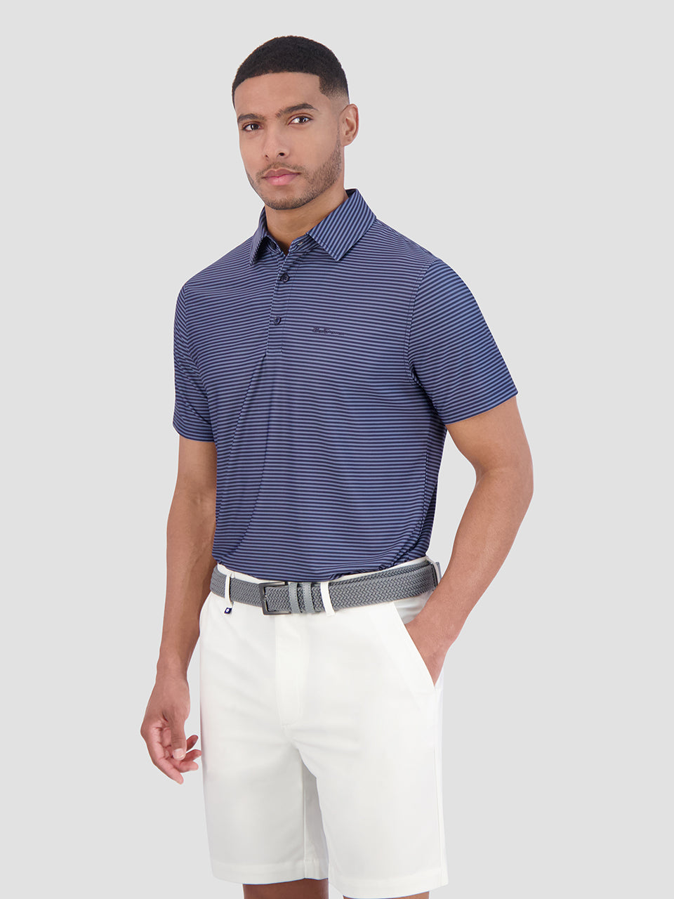 Ben Sherman Mini Stripes Tech Jersey Sports Fit Polo Majice Tamnoplave | 36945-PNIX