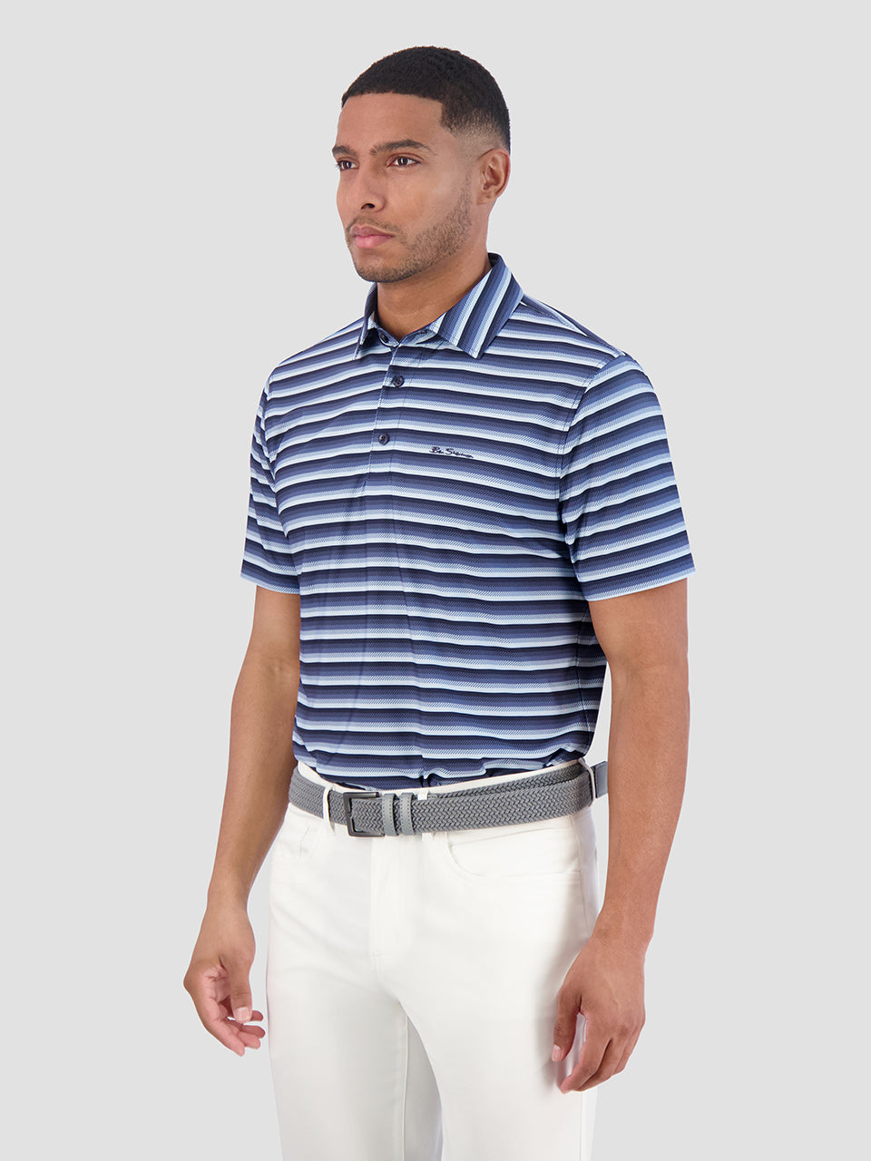 Ben Sherman Multi Stripe Tech Jersey Sports Fit Polo Majice Tamnoplave | 15426-FPJT