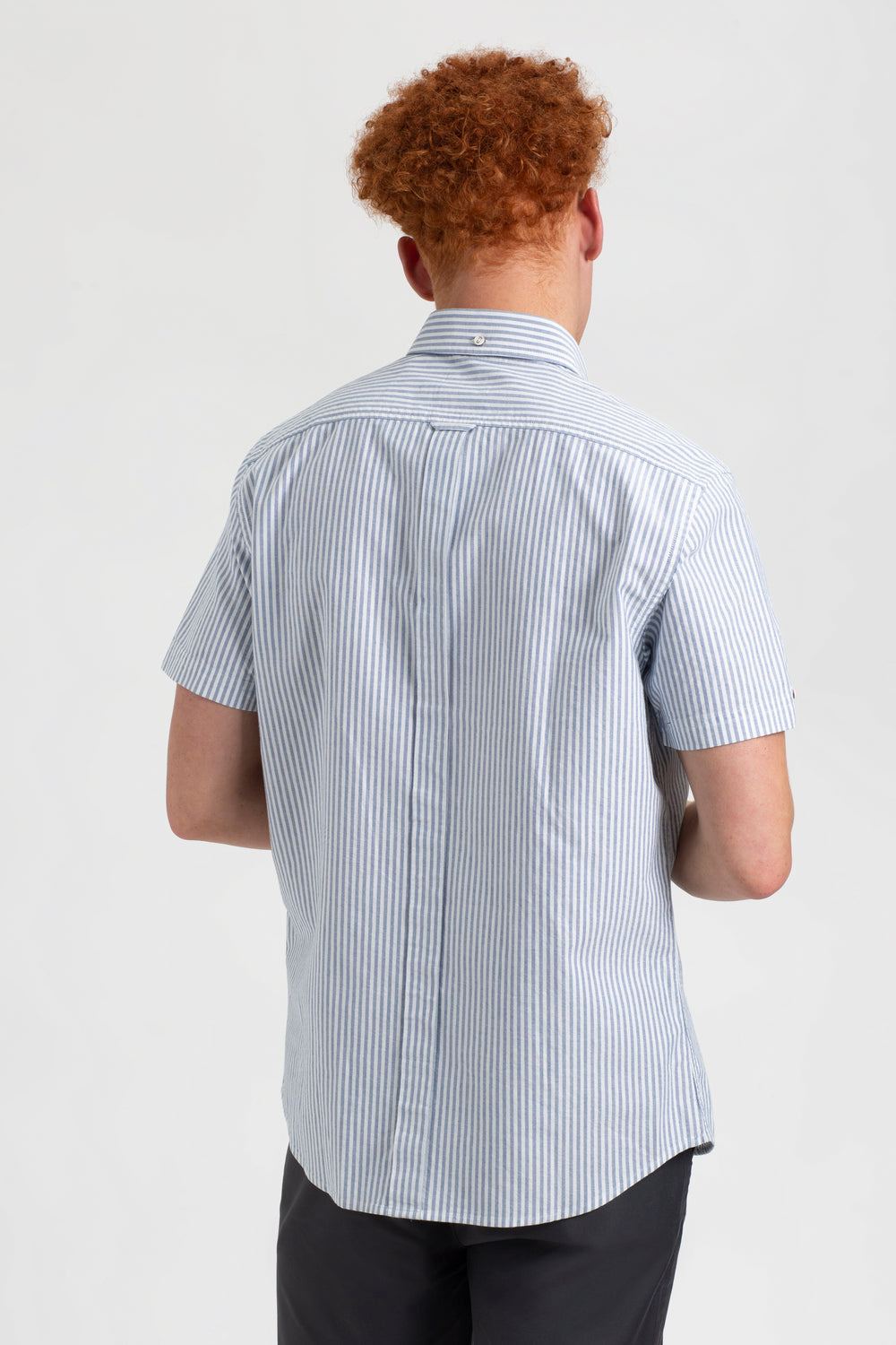 Ben Sherman Short Sleeve Brighton Oxford Organic Bengal Stripe Košulje Indigo Prugice | 32856-ZIPM