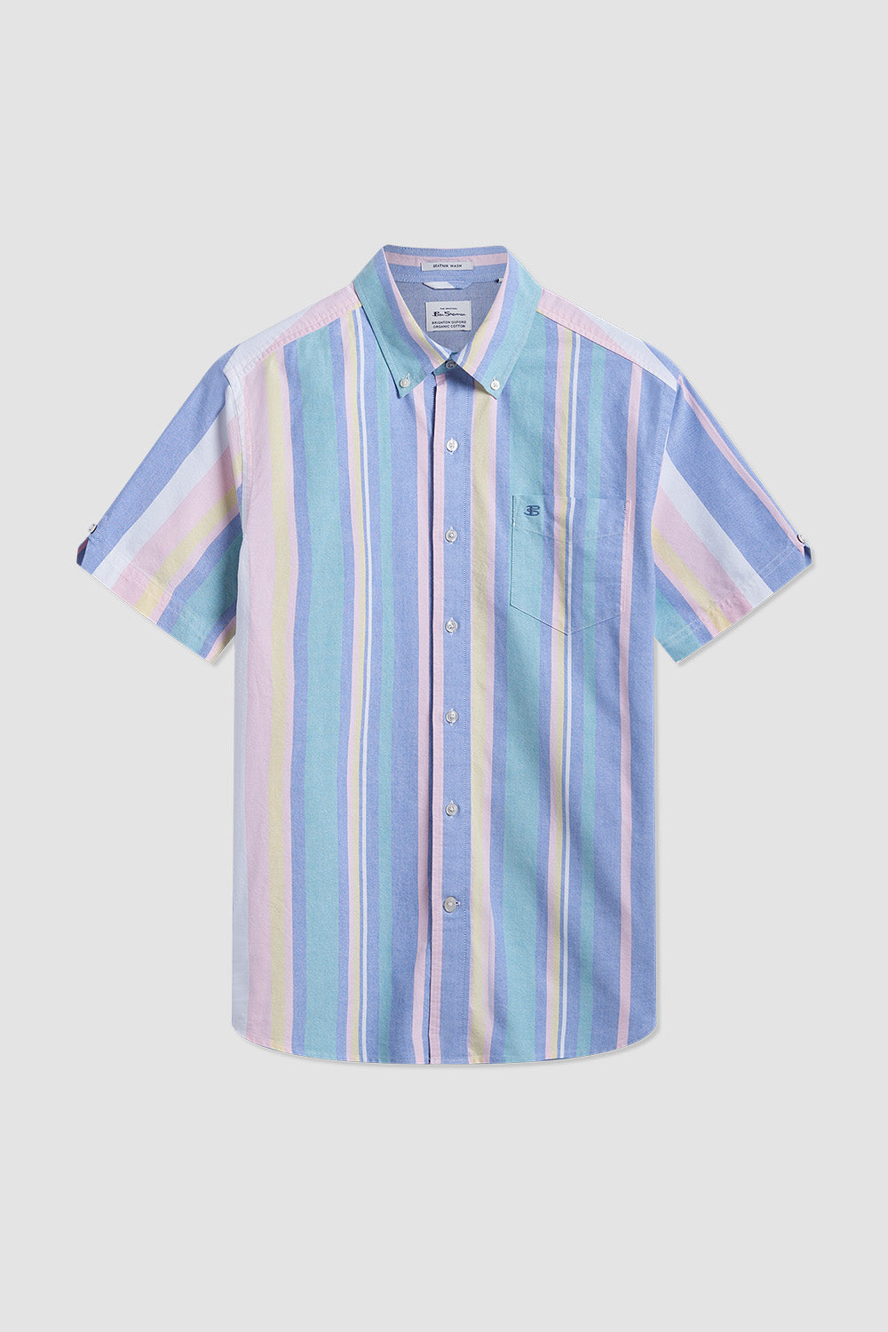 Ben Sherman Short Sleeve Brighton Oxford Organic Stripe Košulje Visebojne Prugice | 26583-HZTY