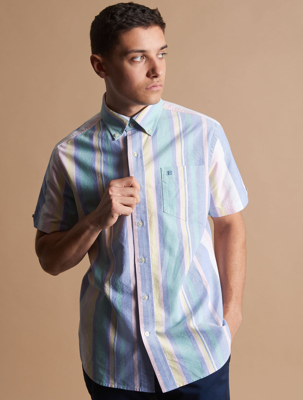 Ben Sherman Short Sleeve Brighton Oxford Organic Stripe Košulje Visebojne Prugice | 26583-HZTY