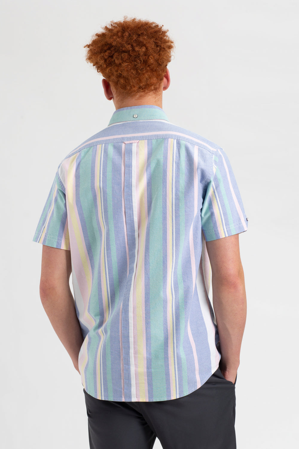 Ben Sherman Short Sleeve Brighton Oxford Organic Stripe Košulje Visebojne Prugice | 26583-HZTY