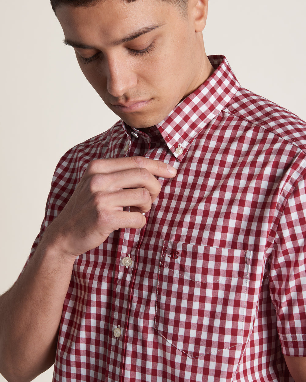 Ben Sherman Short Sleeve House Poplin Gingham Košulje Bordo | 80279-HIZW