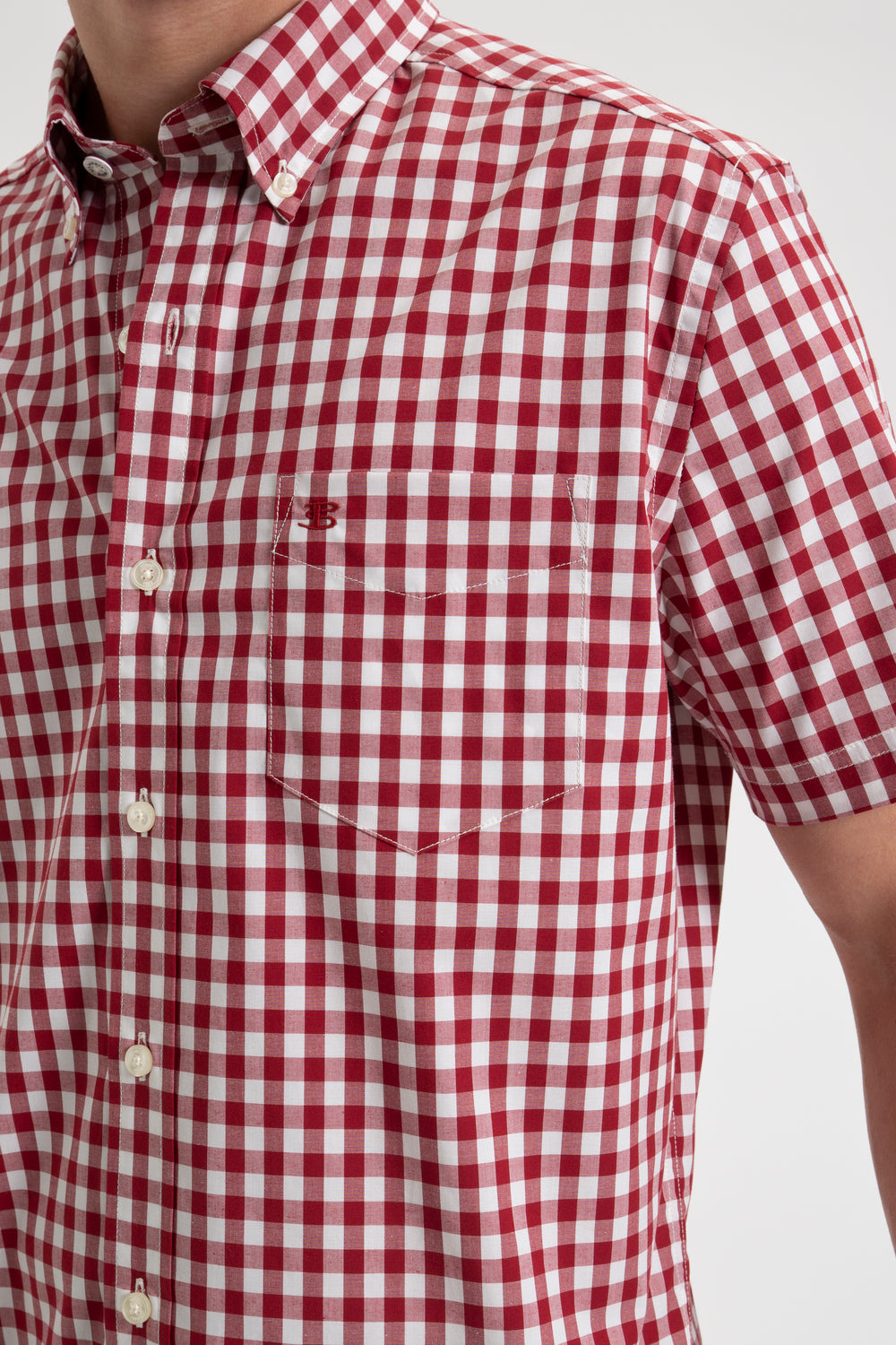 Ben Sherman Short Sleeve House Poplin Gingham Košulje Bordo | 80279-HIZW