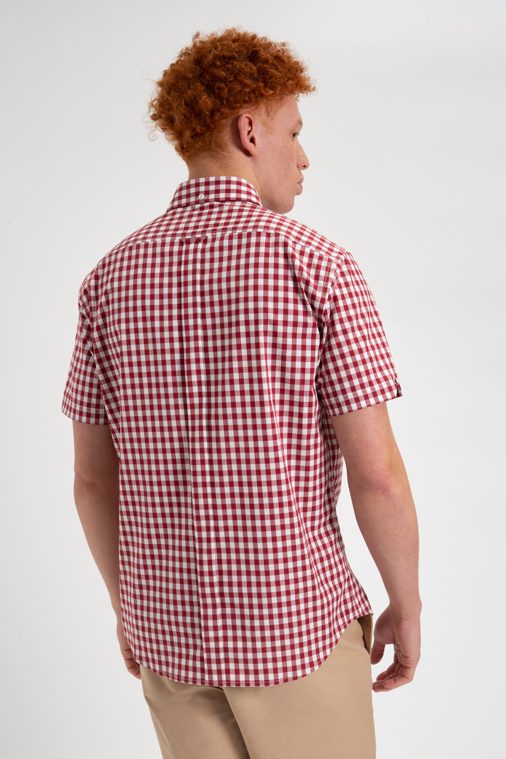 Ben Sherman Short Sleeve House Poplin Gingham Košulje Bordo | 80279-HIZW