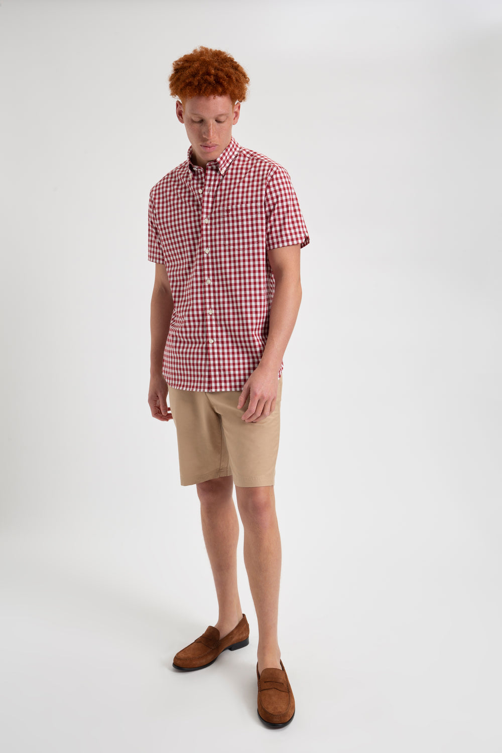 Ben Sherman Short Sleeve House Poplin Gingham Košulje Bordo | 80279-HIZW