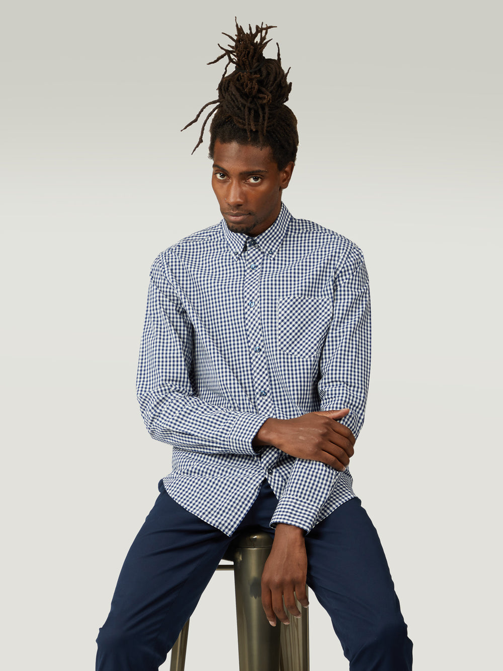 Ben Sherman Signature Long-Sleeve Gingham Košulje Tamno Plave | 63150-MJWP