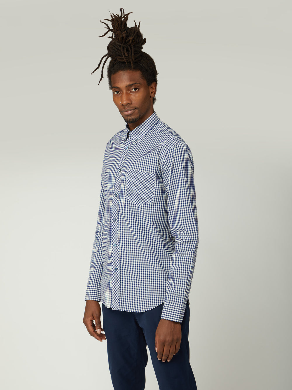 Ben Sherman Signature Long-Sleeve Gingham Košulje Tamno Plave | 63150-MJWP