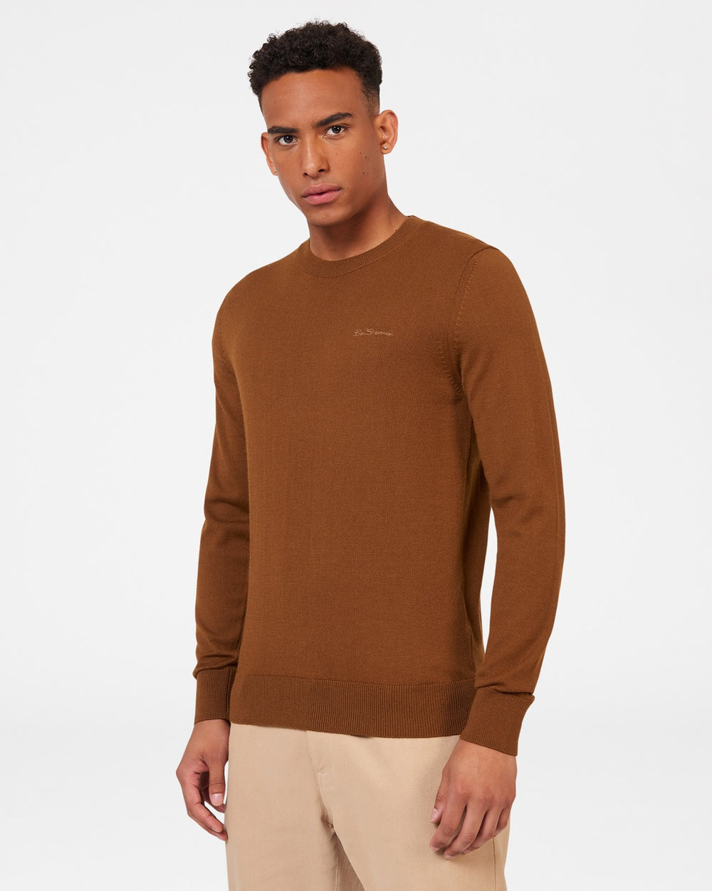 Ben Sherman Signature Merino Crewneck Pletenina Smeđe | 28073-JECZ