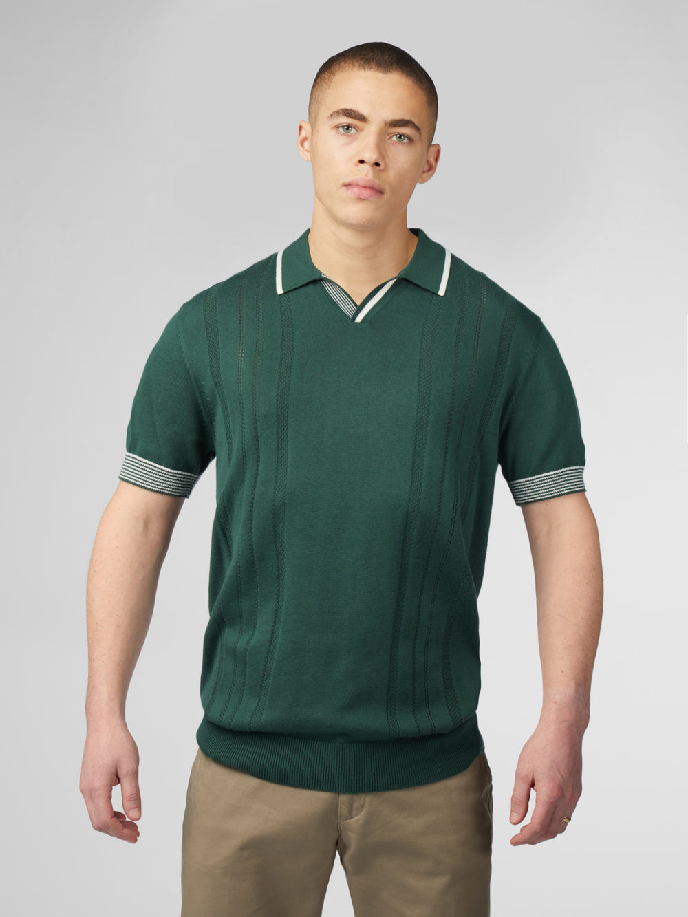 Ben Sherman Signature Open Neck Polo Pletenina Zelene | 93184-NTAF