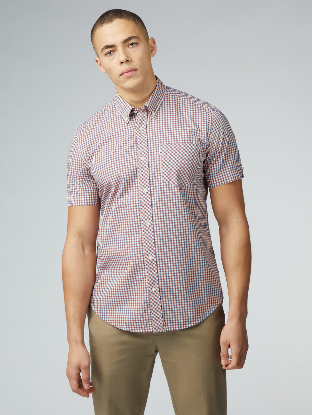 Ben Sherman Signature Short Sleeve Gingham Košulje Crvene Bijele | 18907-TIAB