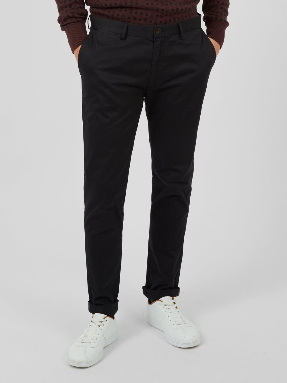 Ben Sherman Signature Skinny Stretch Chino Hlače Crne | 80961-TLKF