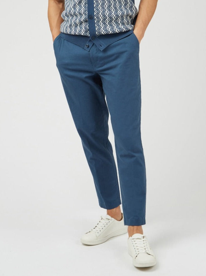 Ben Sherman Signature Slim Taper Linen Hlače Plave | 13640-SWDQ